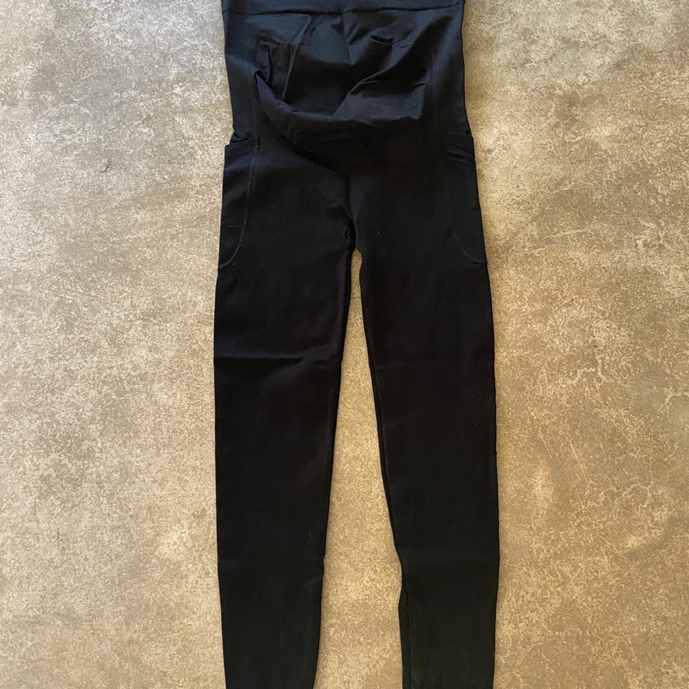 Blanqi Maternity Black High-Waisted Leggings with Pockets size XL